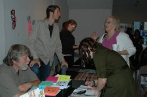 Clockwise from left: Dan Nielsen, Nick Demske, Kate Shanahan, Clina Barrette, me. I'm signing my chapbook!
