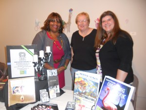 poet Marcie Eanes with Peg Rousar-Thompson and Lisa Kless from Left of the Lake Magazine